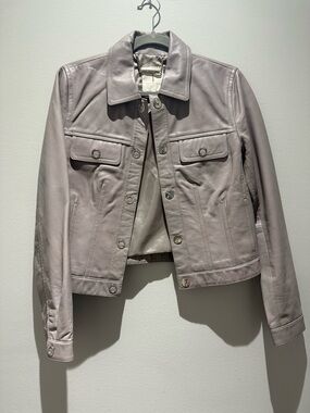 Ted Baker Leather Crop Jacket - Taupe
